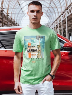 Pánske zelené tričko s potlačou FashionStreet RX5498