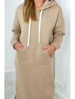Dlhé šaty s kapucňou svetlo béžová