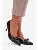 Lakované lodičky s mašlí Černé Janisse