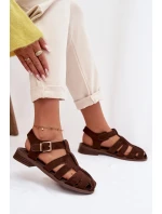 Dámské sandály Římské s zlatým přezkou Čokoládové Janessa