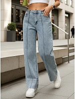 Dámske široké džínsy s vysokým pásom modré FashionStreet UY2973