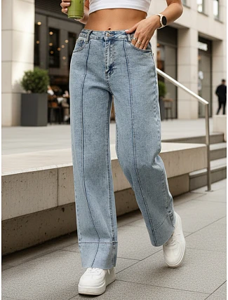 Dámske široké džínsy s vysokým pásom modré FashionStreet UY2973