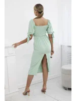 Šaty so zaväzovacími rukávmi tmavá mäta Šaty so zaväzovacími rukávmi tmavá mäta