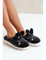 Futrzane Kapcie Z Motywem Króliczka Czarne Natasha