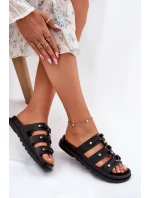 Klapki Damskie Z Paskami Czarne Pasiriela