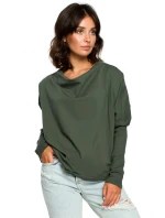 B094 Oversized top s výstrihom do V na chrbte - vojensky zelený B094 Oversized top s výstrihom do V na chrbte - vojensky zelený