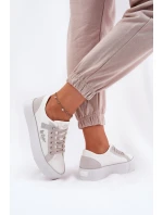 Trampki Damskie Na Platformie Lee Cooper LCW-25-31-3479L Biało-Szare