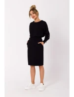 M728 Priliehavá sukňa s vreckami - čierna