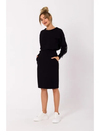 M728 Priliehavá sukňa s vreckami - čierna