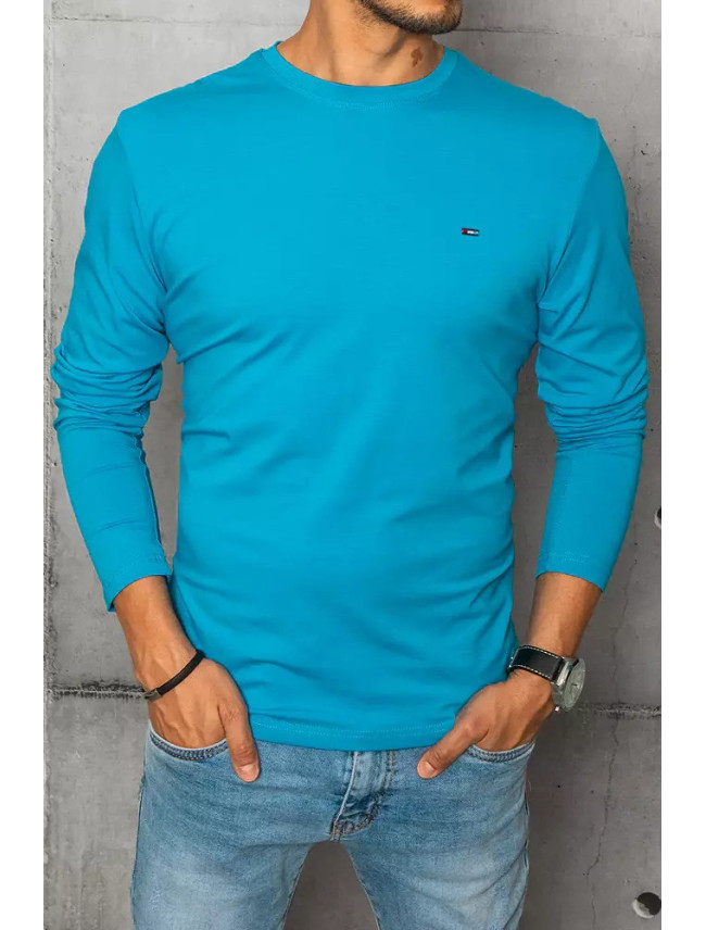 Pánske tyrkysové tričko s dlhým rukávom Dstreet LX0538