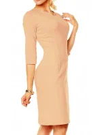 Dámske značkové šaty Lental DANUTA s 3/4 rukávom stredne dlhé béžovej - Béžová - Lental