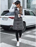 Dámska prešívaná vesta s kapucňou sivá FashionStreet TY5254 Dámska prešívaná vesta s kapucňou sivá FashionStreet TY5254