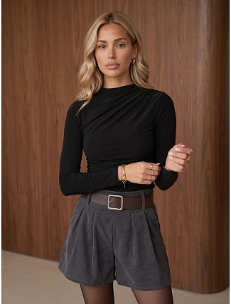 Dámska blúzka s volánmi a dlhými rukávmi, čierna, FashionStreet RY2938 Dámska blúzka s volánmi a dlhými rukávmi, čierna, FashionStreet RY2938