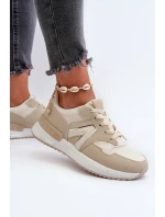 Sneakersy Damskie Z Eko Skóry Beżowe Vinelli