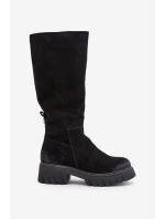 Zazoo 70145 Zamszowe Kozaki Przed Kolano Ocieplane Czarne