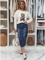 Džínsová midi sukňa s rozparkom MERITTA navy blue FashionStreet CY0482