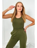 Set 3 v 1 mikina + top + nohavice khaki