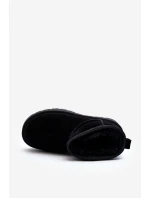 Modne Zamszowe Niskie Śniegowce Czarne Nucca