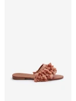 Płaskie Klapki Damskie Z Frędzlami Brudny Róż Rialle