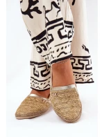 Elegantné kožené espadrilky s úpletom béžovo-zlaté Zazoo 10178 Elegantné kožené espadrilky s úpletom béžovo-zlaté Zazoo 10178