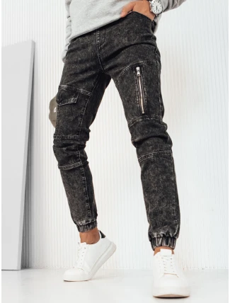 Pánske džínsové nohavice jogger čierne FashionStreet UX3944