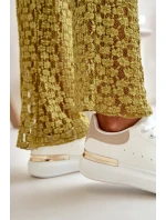 Niskie Trampki Damskie Na Platformie Z Eko Skóry Biało-Beżowe Nevelena