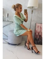 Tmavo mätové šaty do pása Tmavo mätové šaty do pása