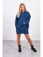 Zateplená mikina s vyšívaným textom oversize denim