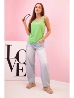 Dámska blúzka na ramienka s ozdobným lemovaním jasne zelená Dámska blúzka na ramienka s ozdobným lemovaním jasne zelená