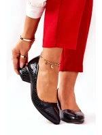 Skórzane Wężowe Czółenka Lewski 3118 Czarne