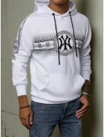 Pánska mikina s kapucňou s potlačou biela FashionStreet BX5567