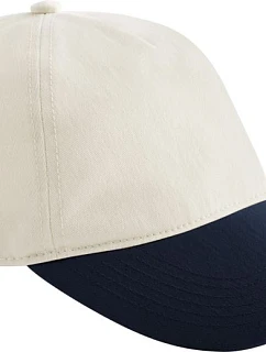 Beechfield B 67 5-panelová kontrastná čiapka s kšiltom 53.0067 natural/french navy