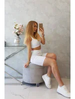 Súprava s nohavicami s vysokým pásom biela