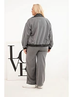 Dámska súprava vo veľkosti Plus Size s mikinou na zips a širokými nohavicami v grafitovej farbe Dámska súprava vo veľkosti Plus Size s mikinou na zips a širokými nohavicami v grafitovej farbe