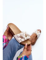 Klapki Damskie Z Ozdobami Białe Bunlia