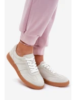 Zamszowe Niskie Sneakersy Damskie Szare Paliana