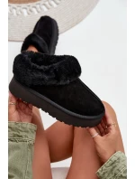 Skórzane Zamszowe Śniegowce Damskie Z Futerkiem Czarne Mivelle