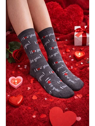 PERFECT WOMAN Valentínske vzorované ponožky pre ženy