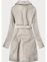 Béžový, nadrobno károvaný dámsky kabát (2706)