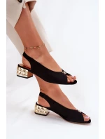 Zamszowe Eleganckie Sandały Damskie CheBello 4724 Czarne