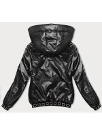 Krátka čierna bunda s ozdobnými sťahovacími lemami (16M9087-392)