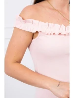 Španielske šaty s volánikmi púdrovo ružové