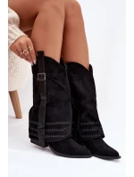 Kozačky Dámské Kovbojky Se Zdobením A Přezkou Černé Camilora