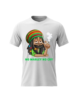 Pánske bavlnené tričko s potlačou - BOB MARLEY - biele