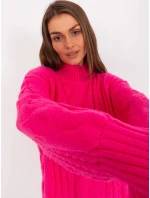 Dámske svetrové šaty AT SW 2367 1.35P Fluo pink - FPrice Dámske svetrové šaty AT SW 2367 1.35P Fluo pink - FPrice