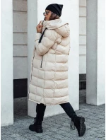Dámska prešívaná zimná bunda s kapucňou MENSI béžová FashionStreet TY4585