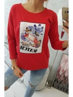 Blúzka s grafikou 3D Watch červená