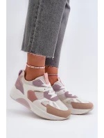 Sneakersy Damskie Na Platformie Fioletowe Lenivia