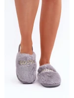 Kapcie Damskie Z Futerkiem I Napisem Szare Kalelia Kapcie Damskie Z Futerkiem I Napisem Szare Kalelia
