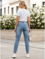Dámske džínsy mom fit s odretou modrou FashionStreet UY2862
